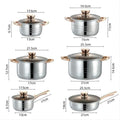 Custom stainless steel cookware set - non-magnetic, reinforced base, thickened saucepan & stockpot, 12-piece cookware set, ideal for export gifts