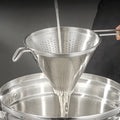 304 stainless steel long-handled funnel - household oil drainer, filter, wine pourer, coffee & soy milk residue cone - fine mesh filter