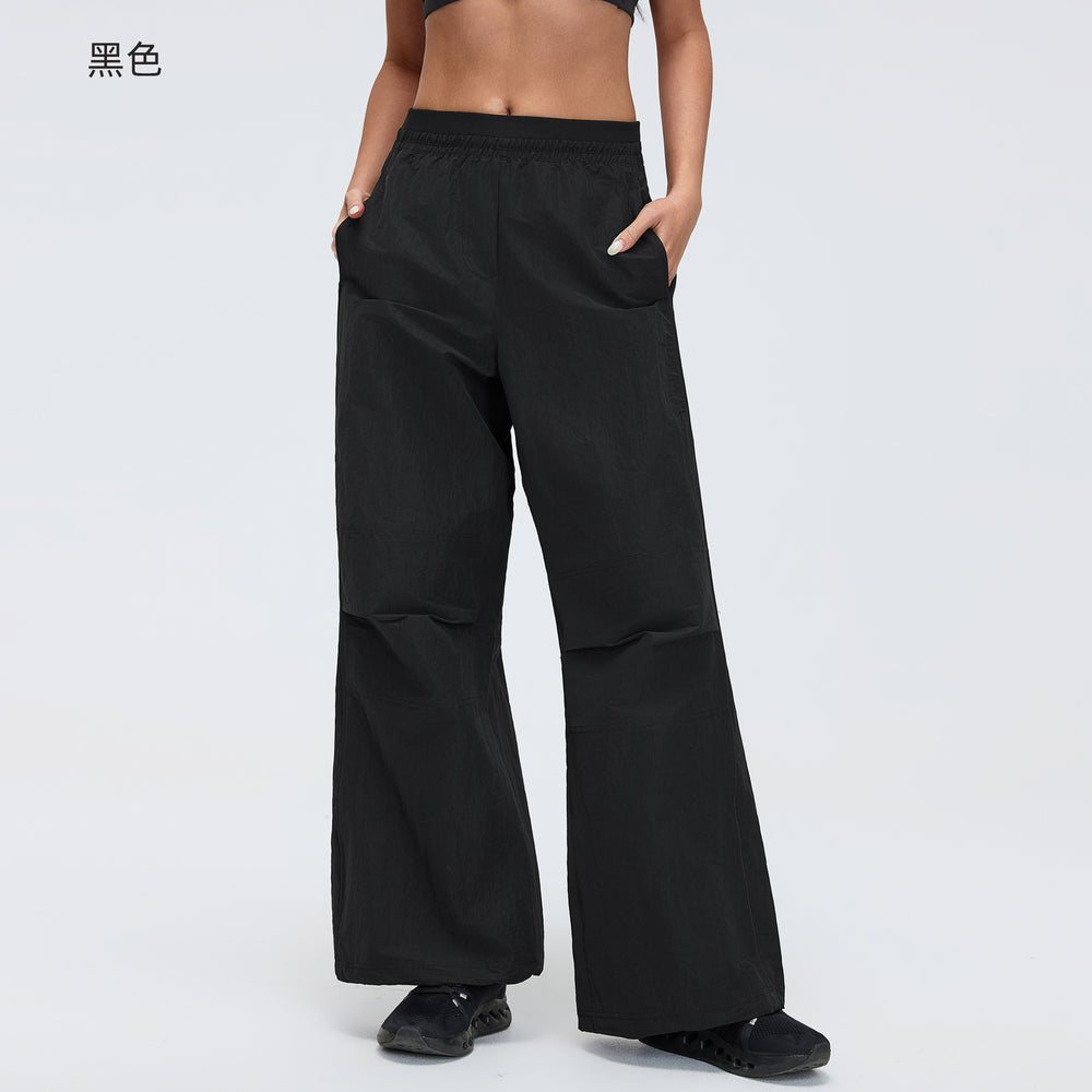 New women's high-waisted casual sweatpants - loose fit straight leg cargo pants, water-resistant, ideal for outdoor hiking and trekking - d26044