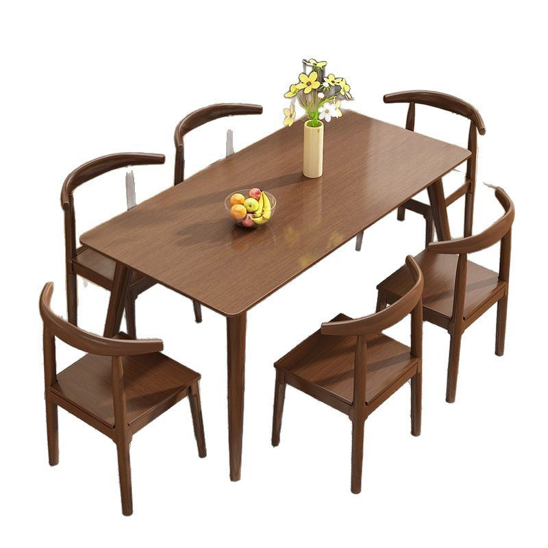 Minimalist home square solid wood dining table walnut color table dining table and chair set solid wood dining table and chairs