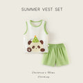 Baby summer suit thin baby clothes boys and girls outing jacquard separatespure cotton vest shorts kids