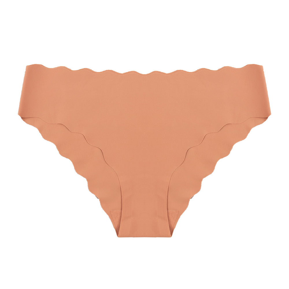 wholesale low-waist breathable sexy women's seamless underwear stylish wavy edge ice silk thin invisible briefs