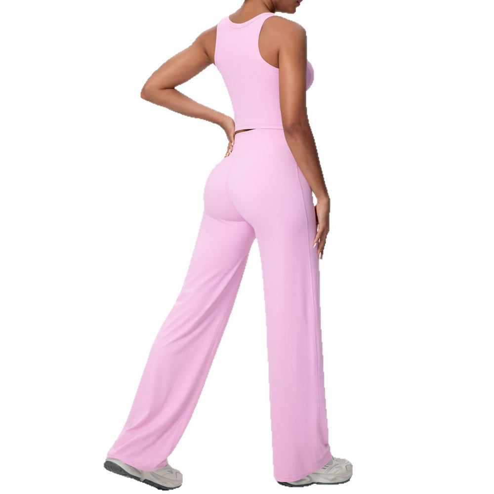 Naked feeling sports beautiful back yoga suit suit high waist silm hip straight-leg pants outdoor running quick-drying fitness suit