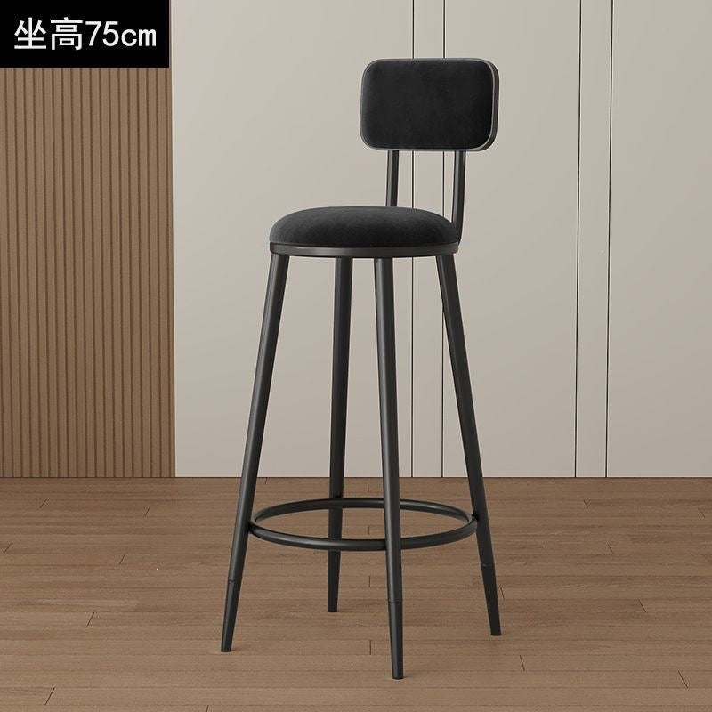 Minimalist modern high bar stool - nordic style gold-tone luxury iron backrest chair for bar, ktv, and counter seating