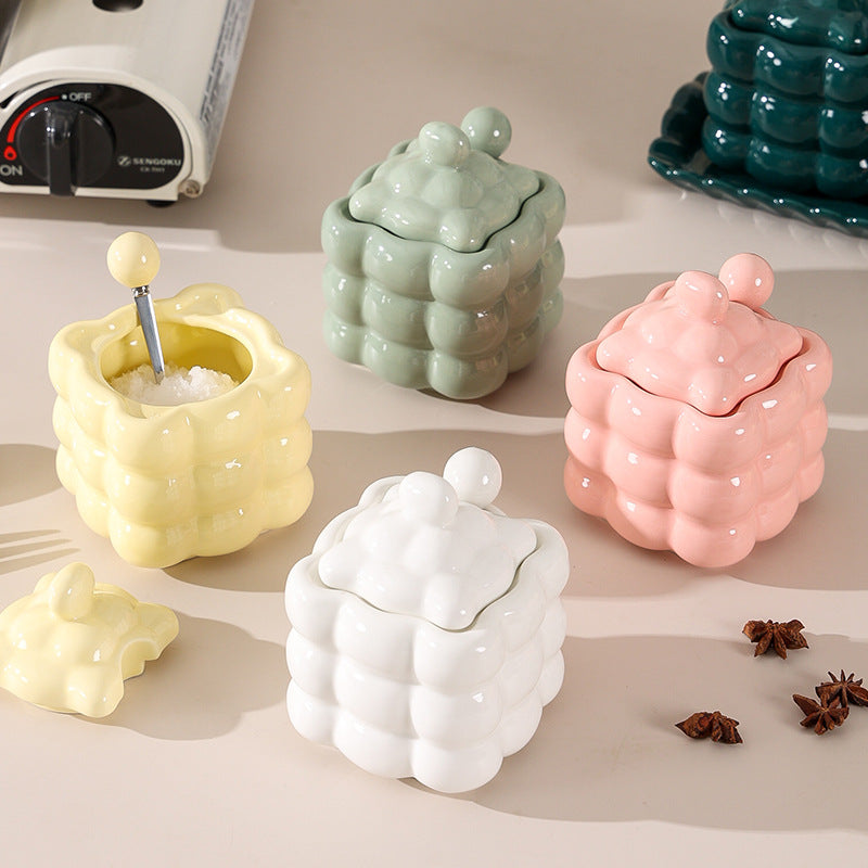 New macaron-colored marshmallow ceramic spice jar set - stylish kitchen salt shaker wholesale