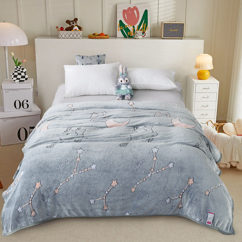 Snowflake fleece blanket Farai fleece sheet person double gift thickened coral fleece autumn and winter sleeping lunch break blanket wholesale