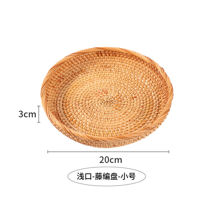rattan hand-held tray, Vietnamese autumn rattan woven storage basket, binaural handle bread basket, fruit snack storage basket