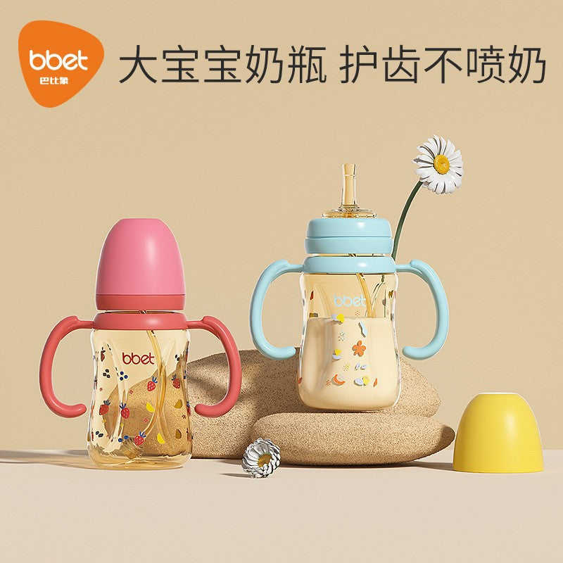 Baby bottle straw cup - ppsu sippy cup for infants and toddlers (1-3 years & up) - durable, spill-proof training cup