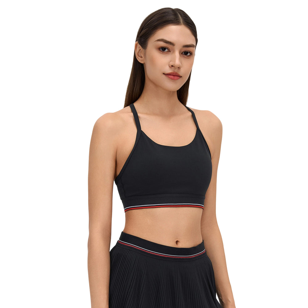 Color block sports bra women's spaghetti strap pilates fitness underwear mesh patchwork breathable yoga tank top d26107
