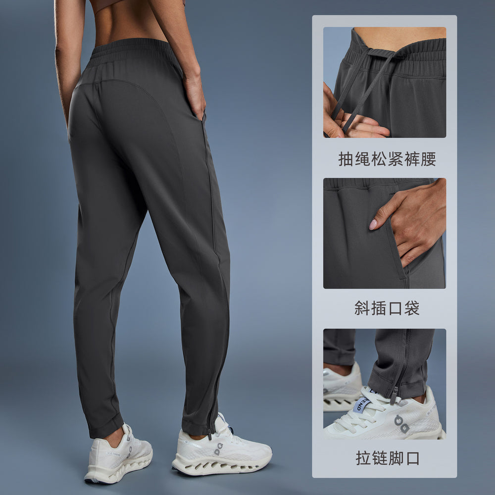 Women's casual sports pants - solid color, versatile, lightweight, breathable, zippered cuffs, convertible style, fitness running trousers d25174