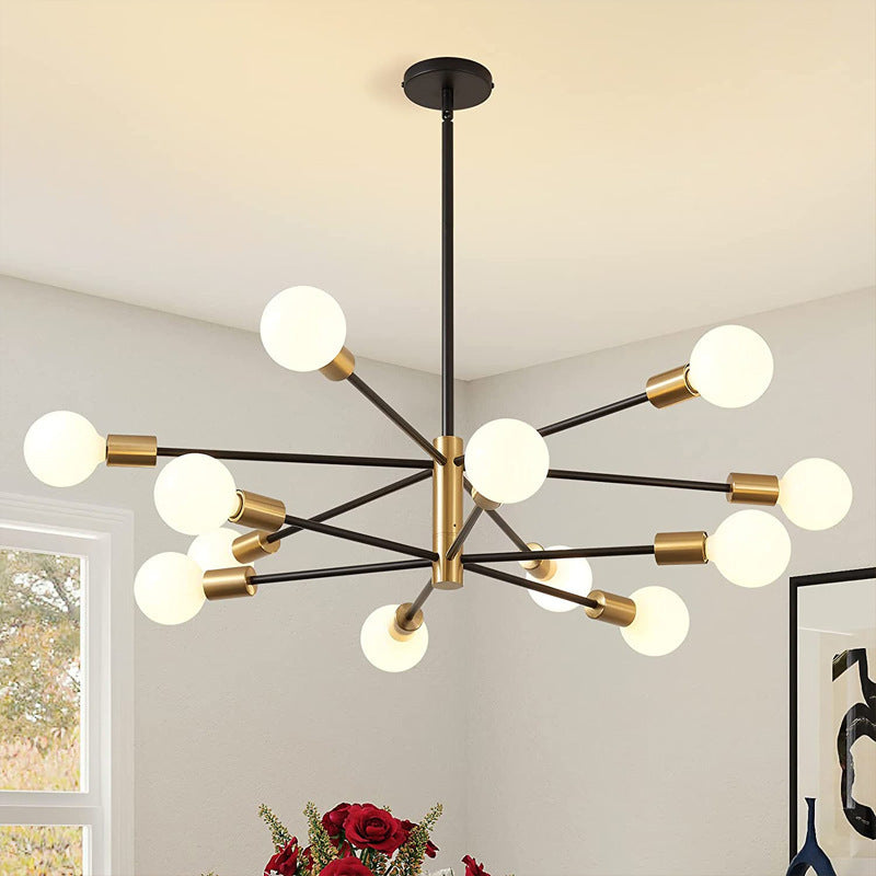 Nordic molecular ceiling lamp modern casual black gold spider lamp living room bedroom creative iron multi-head popular restaurant