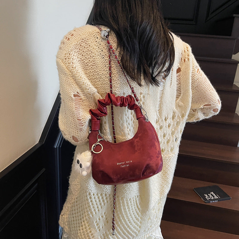 Cross-border high-end niche bag women's summer 2025 new chain shoulder messenger bag women's portable crescent bag