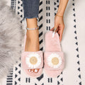 2024new arrival women's large size fur slippers fall and winter flip-flops flat heel open toe popular sunflower heattech floor slippers