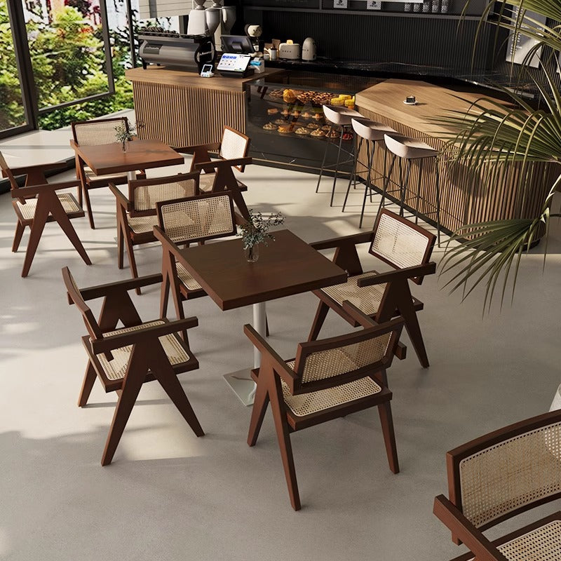 Cafe Milk tea shop Armrest table and chair combination Internet celebrity Solid wood music restaurant Western restaurant Restaurant Restaurant table and chair