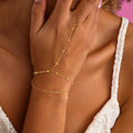 European and american cross-border millet beads rice beads bracelet zircon pearl ring chain love finger chain stainless steel jewelry for women