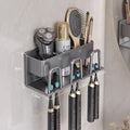 White toothbrush rack, punch-free bathroom toothbrush and mouthwash cup hanging rack, wall-mounted electric toothbrush rack cup