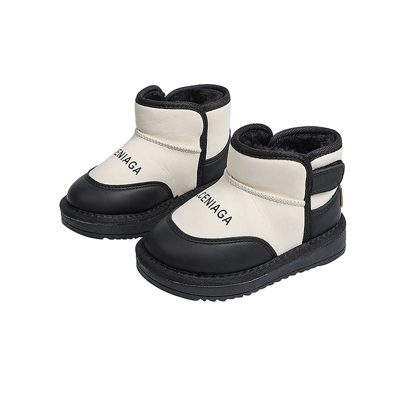 Girls' snow boots - new korean style for winter  - kids' fleece-lined, extra thick cotton shoes - boys' first walker short boots