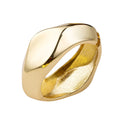 European and american cross-border statement jewelry: minimalist irregular shiny bangle, unique alloy round wide open bracelet for women