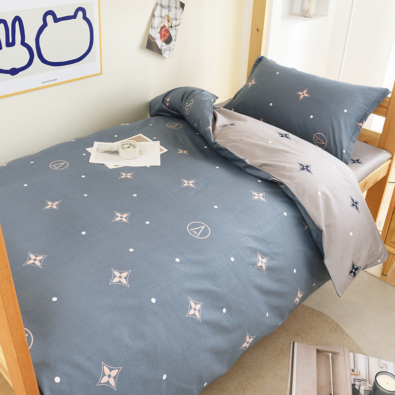 Student dormitory quilt cover three-piece bed sheet pure cotton single bed children's bed quilt cover simple four-season universal 3