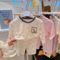 a type kids home clothes for boys and girls cartoon thin pajamas modal air-conditioning clothes openable short sleeves