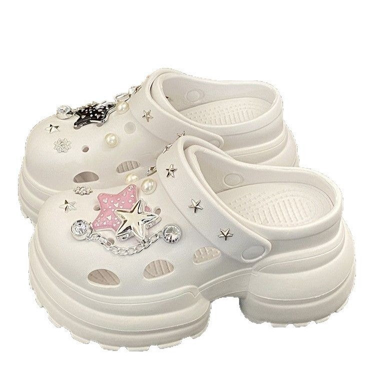 10cm thick sole eva clogs women's outwear heightened toe slippers women's new high heels women's sandals beach shoes
