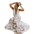 summer new european and american style fashionable sexy dress - deep v lace hollow-out beach dress/gown