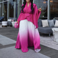 D3297 cross-border fashion african pleated asymmetrical tie-up top gradient midi skirt two-piece set for export