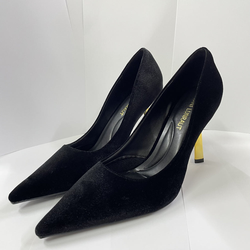 Yx2026new arrival small gold root black suede flatsflats thin heel fashioneasiest for matchelegant pointed toe high heels for women
