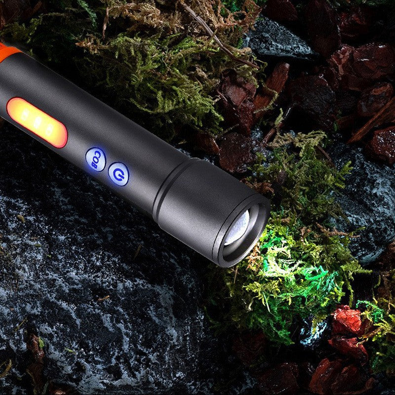 LED white laser with side light Type-C charging multi-function camping aluminum alloy telescopic zoom mini flashlight