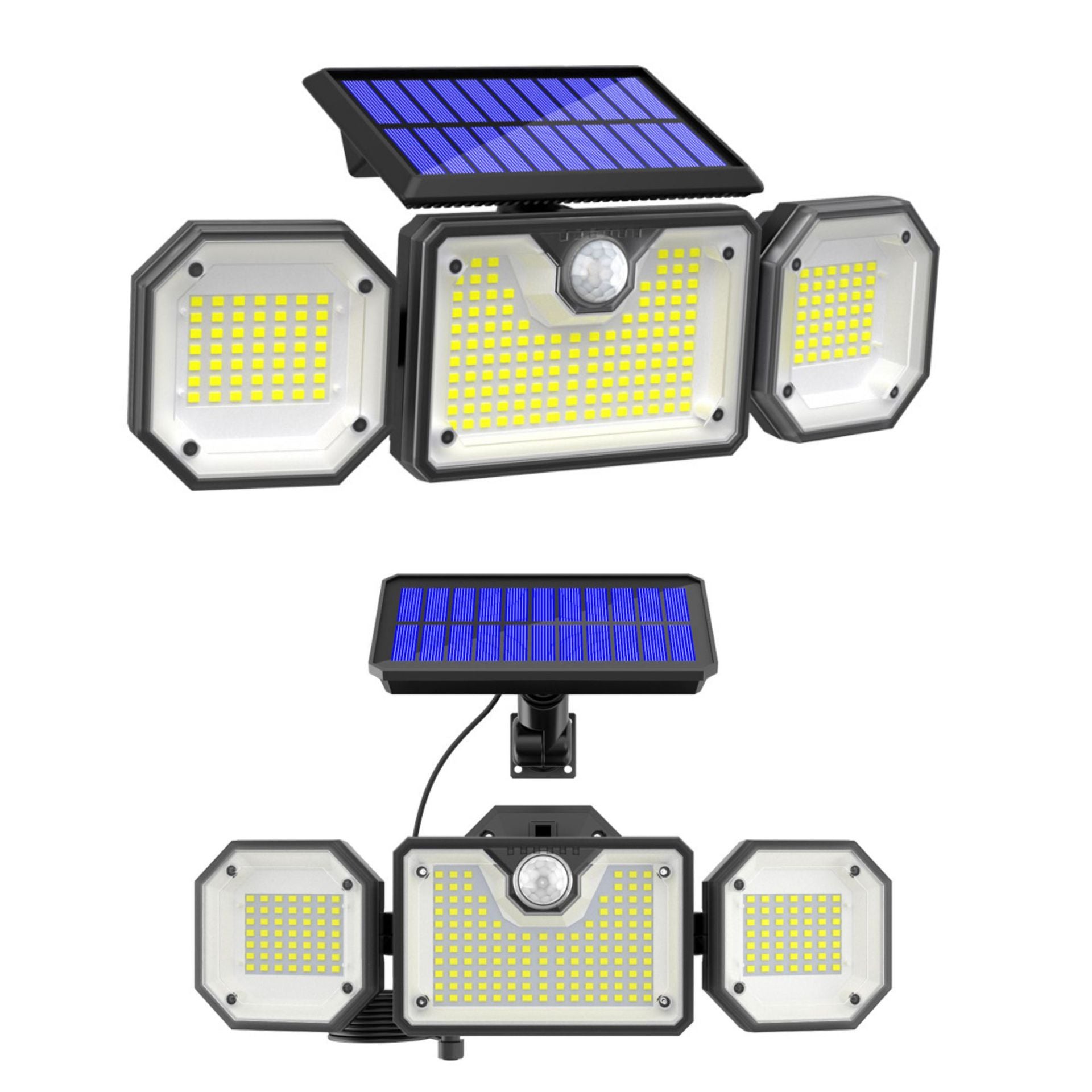 Solar intelligent remote control indoor and outdoor three-head split waterproof LED automatic human body induction floodlight wall light