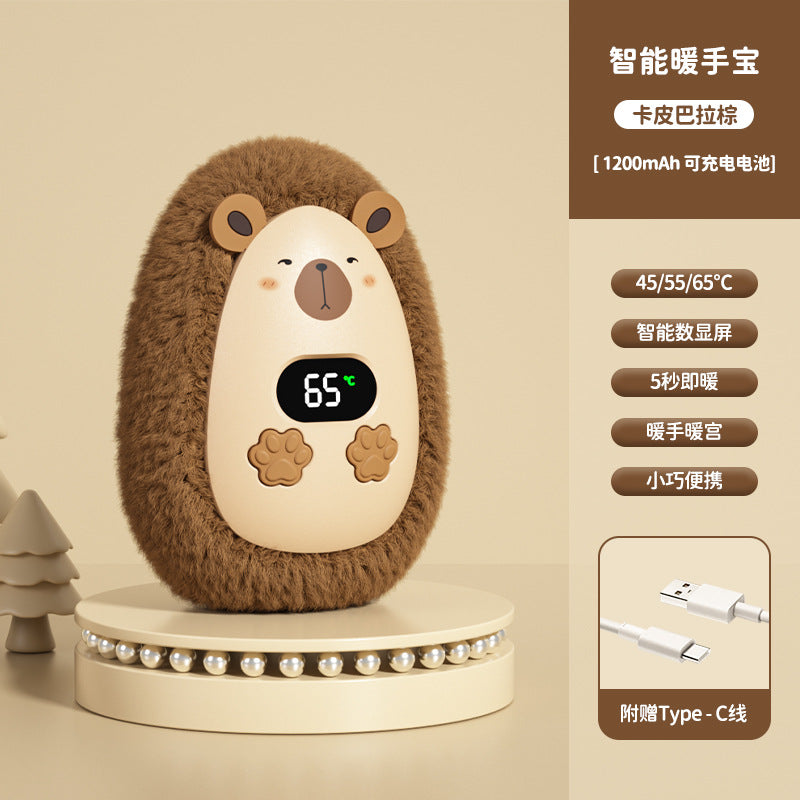 Digital display cute hand warmer stuffed rechargeable explosion-proof warmer usb portable cartoon warmer baby electric heating cake cute pet