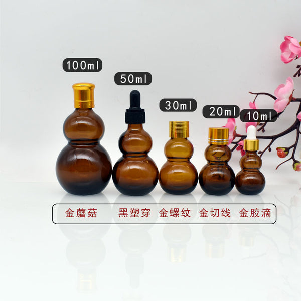 Brown gourd bottle, essential oil bottle, dark ball bottle, glass medicine oil bottle, press dropper spray, cosmetics sub-packaging bottle