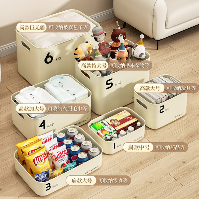 Cream Wind Storage Box Desktop Stationery Sundries Basket Toy Snack Organizing Box Portable Plastic Storage Box Wholesale