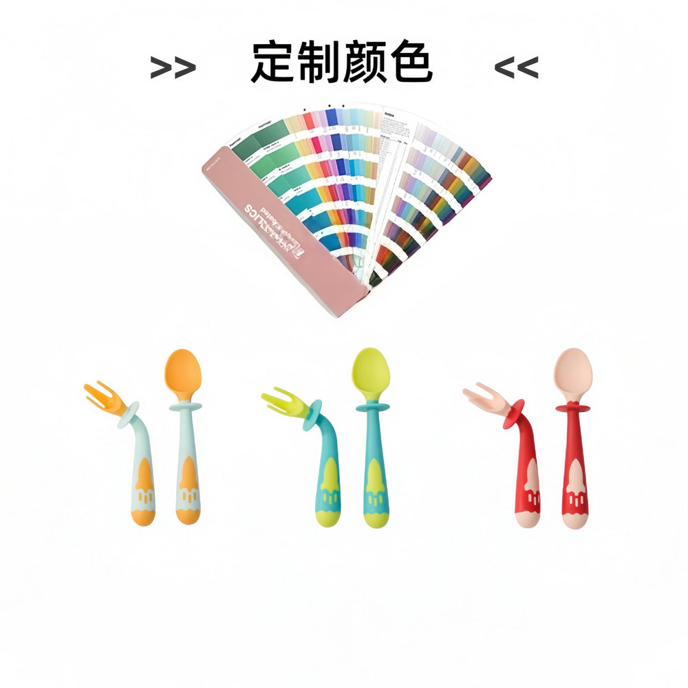 Private label baby food spoons & forks - self-feeding cutlery for infants & toddlers - customizable colors