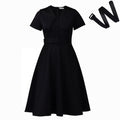 D588  foreign trade women's fashion european and american style elegant peter pan collar short sleeve stretchy a-line african dress