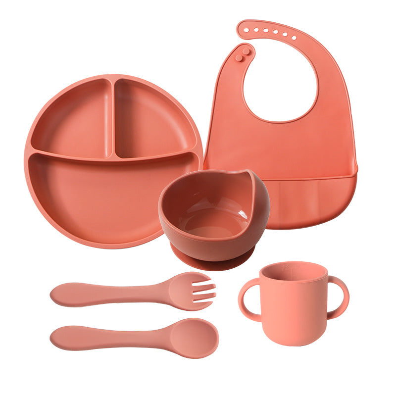 best-selling baby feeding set, including silicone plate, bowl, and spoon for infant food. wholesale children's feeding utensil set