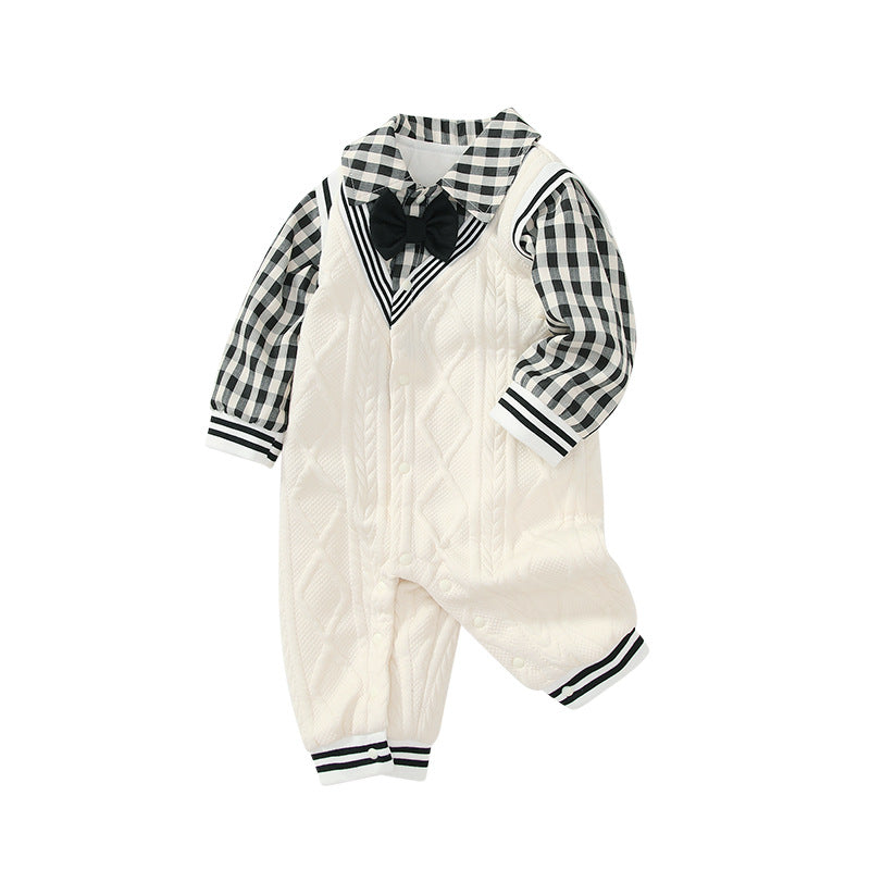 Baby autumn clothes preppy style gentleman baby romper long sleeve infant spring outfit bodysuit korean style newborn