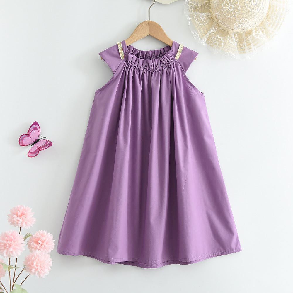 summer new korean style girls' dress - unique sleeveless solid color tank dress - princess dress - export quality
