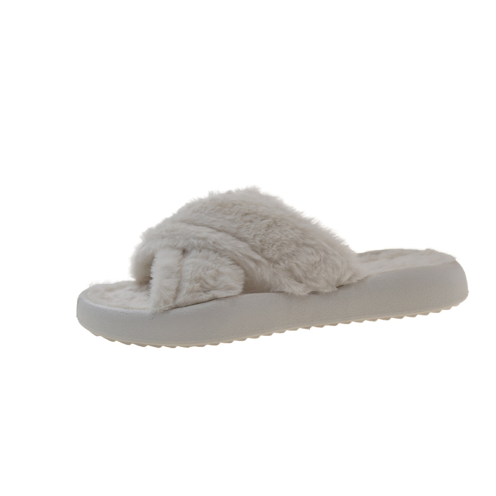 2024 new fuzzy slippers for women, korean style, trendy ins design, winter 2024 home comfort, one-strap cotton slippers for women