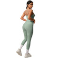 New arrivalpure color sling beautiful back yoga clothes hip pocket tights sports suit cloud-like quick-drying fitness clothes for women