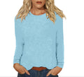 new women's casual long-sleeve solid color crew neck t-shirt for cross-border