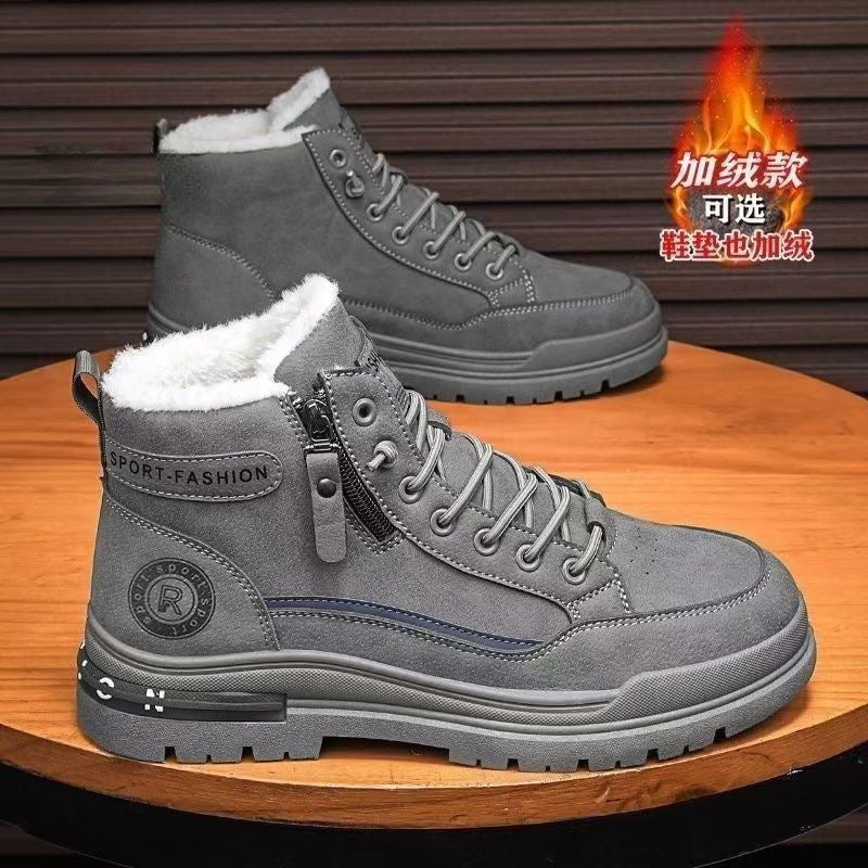 Boots men's shoes high-top winterfleece-linedthickened cotton shoes waterproofnon-slip construction site work labor protection workwear boots