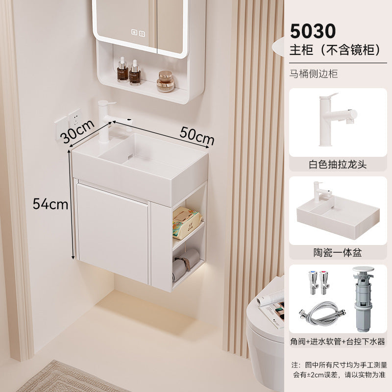 Waterproof honeycomb aluminum small apartment side open room storage bathroom cabinet combination ceramic wash basin washbasin washbasin