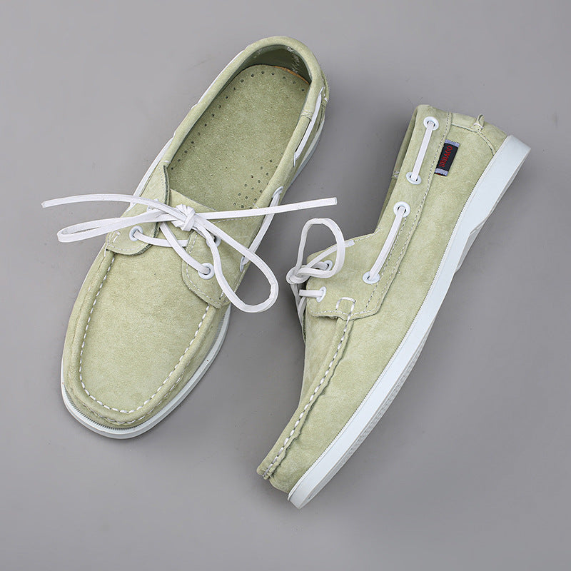 Original single sailboat shoes men's genuine leather fashion breathable thin handmade shoes mencasualeasiest for match pigskin thin bottomlow ankle shoes