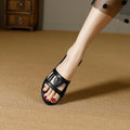 2025 summer new women's low heel flat sandals - round toe, voltage laser design