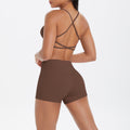 new cloud-soft brushed camisole bra with beautiful back design, casual running fitness butt-lifting shorts, yoga outfit for women