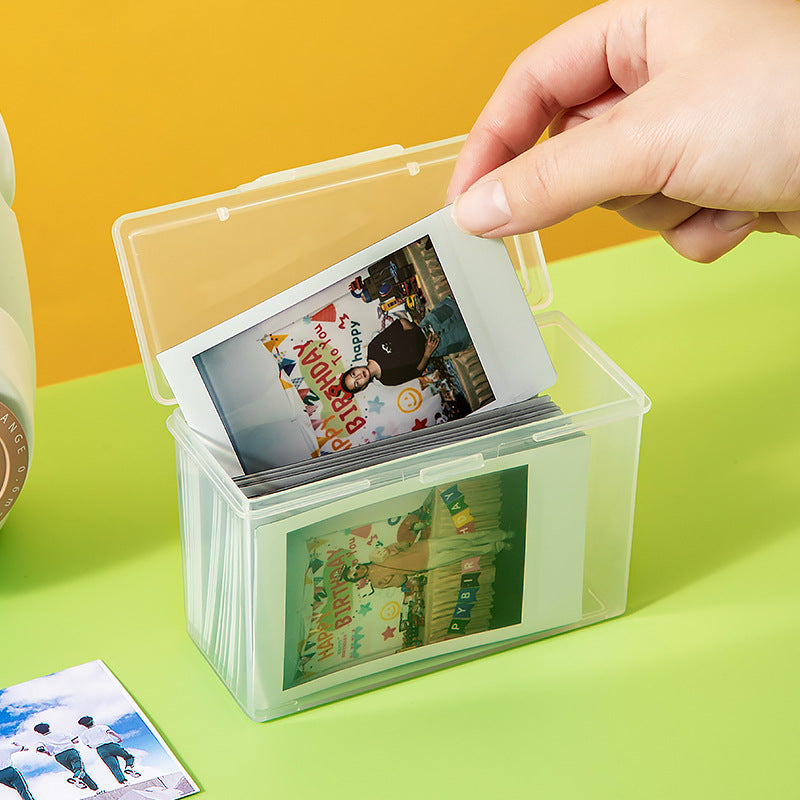 Game Card Storage Box with Lid Card Storage Box with Separator Sticker Badge Postcard Small Card Storage Box