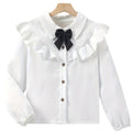 Girlshirtspringexportnew arrival dressbowsshirtwestern stylekids suit white shirt bottom