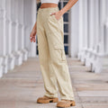 spring european and american cross-border e-commerce women's fashion  new washed semi-elastic waist denim cargo pants