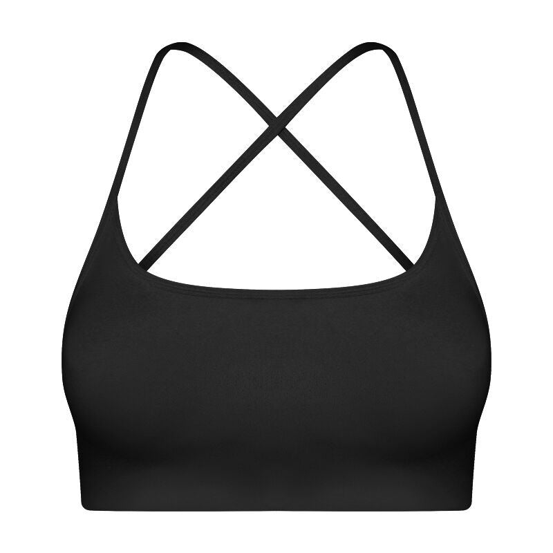 Fashionable thin strap criss-cross cutout back sports bra - low-impact yoga & pilates activewear bra - dw399